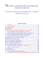 THỰC TRẠNG và GIẢI PHÁP CHỐNG THAM NHŨNG, PHI đạo đức tại VIỆT NAM 