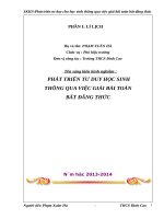 SKKNPhát triển tư duy cho học sinh thông qua việc giải bài toán bất đẳng thức 