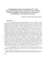 DSpace at VNU: Commodification of hospitality:The localized process of constructing ethnic tourist market and identity in mai chau, northwest upland of VietNam