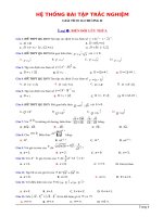 Bài tập trắc nghiệm giải tích lớp 12 chương 2 có đáp án