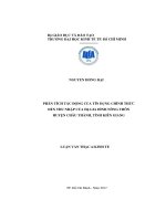 Phân tích tác động của tín dụng chính thức đến thu nhập hộ gia đình nông thôn huyện châu thành, tinh kiên giang 