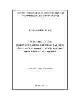 Nghiên cứu nấm nội sinh trong cây nghệ vàng (Curcuma Longa L.) và các hợp chất thiên nhiên từ nấm nội sinh (LV thạc sĩ)