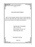 SKKN RÈN LUYỆN CHO HỌC SINH KỸ NĂNG SỬ DỤNG KHOẢNG CÁCH TỪ MỘT ĐIỂM ĐẾN MỘT ĐƯỜNG THẲNG ĐỂ GIẢI QUYẾT MỘT SỐ DẠNG TOÁN HÌNH TỌA ĐỘ PHẲNG