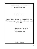 SKKN MỘT SỐ KINH NGHIỆM HƯỚNG DẪN HỌC SINH LỚP 12 CÁCH GIẢI CÁC DẠNG TOÁN VỀ TÍNH TÍCH PHÂN CƠ BẢN Ở BẬC THPT