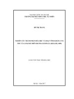 Nghiên cứu thành phần hóa học và hoạt tính kháng ung thư của loài hải miên ircinia echinata (keller, 1889) 