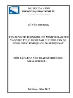 Vận dụng tư tưởng hồ chí minh về đạo đức vào thực hành đạo đức cho cán bộ công chức tỉnh quảng nam hiện nay