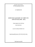 Kinh tế du lịch khu vực miền Tây tỉnh Yên Bái (19862013) (LV thạc sĩ)