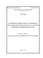 Giải pháp hoàn thiện công tác thanh quyết toán tại ban quản lý dự án đầu tư và xây dựng ngành nông nghiệp tỉnh tiền giang (tt) 