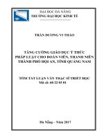 Tăng cường giáo dục ý thức pháp luật cho đoàn viên, thanh niên thành phố hội an, tỉnh quảng nam