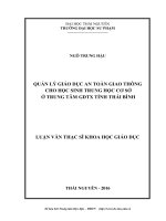 Quản lý giáo dục an toàn giao thông cho học sinh Trung học cơ sở ở Trung tâm Giáo dục Thường xuyên tỉnh Thái Bình (LV thạc sĩ)