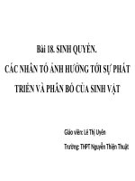 Bài 18. Sinh quyển. Các nhân tố ảnh hưởng tới sự phát triển và phân bố của sinh vật