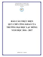 BÁO CÁO THỰC HIỆN QUY CHẾ CÔNG KHAI CỦA TRƯỜNG ĐẠI HỌC LẠC HỒNG NĂM HỌC 2016 - 2017