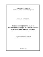 Nghiên cứu Hệ thống quản lý chất lượng dịch vụ vận tải hàng không cho hãng hàng không Việt Nam (LA tiến sĩ)