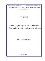 Chất lượng dịch vụ hành chính công trên địa bàn thành phố Hà Nội