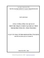 Tăng cường công tác quản lý thuế thu nhập cá nhân tại Chi cục thuế thành phố Vĩnh Yên - tỉnh Vĩnh Phúc