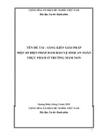 SÁNG KIẾN GIẢI PHÁP một số BIỆN PHÁP đảm bảo vệ SINH AN TOÀN THỰC PHẨM ở TRƯỜNG mầm NON 