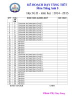 KẾ HOẠCH DẠY TĂNG TIẾT ANH 9 HKI