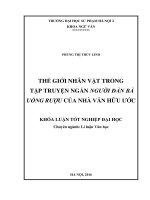 Thế giới nhân vật trong tập truyện ngắn người đàn bà uống rượu của nhà văn hữu ước (2016) 