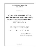 Tổ chức các hoạt động trải nghiệm sáng tạo cho học sinh qua đọc hiểu văn bản vội vàng của xuân diệu (ngữ văn 11, tập 2) (2016) 