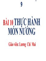 Bài 12. Thực hành: Món nướng Bò nước chanh Chả nướng (nem nướng), Bánh sắn nướng, Bánh đậu xanh nướng, Bánh bông lan (bánh ga tô)