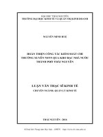 Hoàn thiện công tác kiểm soát chi thường xuyên ngân sách Nhà nước qua Kho bạc Nhà nước thành phố Thái Nguyên (LV thạc sĩ)