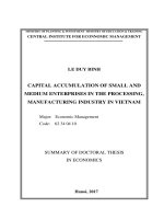 Tích tụ vốn tại các doanh nghiệp nhỏ và vừa trong ngành công nghiệp chế biến, chế tạo ở việt nam (tt) 