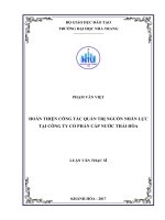 Hoàn thiện công tác quản trị nguồn nhân lực tại công ty cổ phần cấp nước thái hòa 