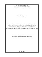 Đánh giá tính bền vững của mô hình sản xuất rau hữu cơ áp dụng hệ thống đảm bảo có sự tham gia (PGS) tại xã thanh xuân  huyện sóc sơn   hà nội 