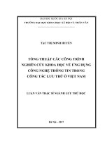 Tổng thuật các công trình nghiên cứu khoa học về ứng dụng công nghệ thông tin trong công tác lưu trữ ở Việt Nam