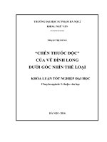 Chén thuốc độc của vũ đình long dưới góc nhìn thể loại (2016)