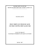 Phát triển sản phẩm du lịch ẩm thực đường phố tại Hà Nội