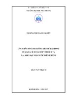 Các nhân tố ảnh hưởng đến sự hài lòng của khách hàng đối với dịch vụ tại kho bạc nhà nước diên khánh 