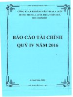 Báo cáo tài chính quý 4 năm 2016 | Công ty Cổ phần đầu tư và phát triển hạ tầng ALV BCTC QUY 4 2016 ALV