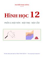 bài tập trắc nghiệm mặt nón, mặt trụ, mặt cầu có đáp án