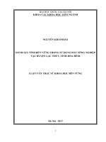 Đánh giá tính bền vững trong sử dụng đất nông nghiệp tại huyện lạc thủy, tỉnh hòa bình 