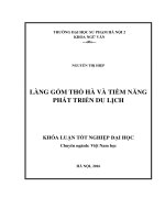 Làng gốm thổ hà và tiềm năng phát triển du lịch (2016) 