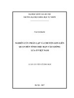 Nghiên cứu phân lập và chuyển gen liên quan đến tính chịu hạn vào giống lúa ở việt nam 