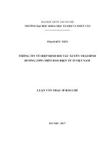 Thông tin về Hiệp định đối tác xuyên Thái Bình Dương (TPP) trên báo điện tử ở Việt Nam
