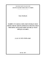 Nghiên cứu định lượng một số hoạt chất trong thuốc kháng sinh bằng phương pháp phổ hồng ngoại kết hợp với thuật toán hồi quy đa biến 