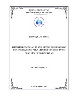 Phân tích các nhân tố ảnh hưởng đến sự gắn bó của cán bộ, công nhân viên đối với công ty cổ phần sữa TH tỉnh nghệ an 
