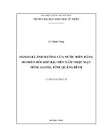 Đánh giá ảnh hưởng của nước biển dâng do biến đổi khí hậu đến xâm nhập mặn sông gianh, tỉnh quảng bình 