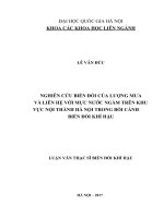 Nghiên cứu biến đổi của lượng mưa và liên hệ với mực nước ngầm trên khu vực nội thành hà nội trong bối cảnh biến đổi khí hậu 