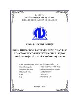 HOÀN THIỆN CÔNG TÁC TUYỂN DỤNG NHÂN LỰC CỦA CÔNG TY CỔ PHẦN TƯ VẤN CHẤT LƯỢNG, THƯƠNG HIỆU VÀ TRUYỀN THÔNG VIỆT NAM