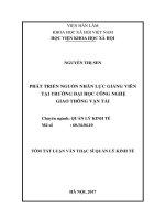 Phát triển nguồn nhân lực giảng viên tại trường đại học công nghệ giao thông vận tải (tt) 