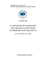 Cơ chế giải quyết tranh chấp giữa nhà đầu tư nước ngoài và chính phủ nước nhận đầu tư 