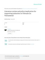 CƠ SỞ LÝ THUYẾT VÀ ĐỊNH HƯỚNG PHÁT TRIỂN CÔNG NGHIỆP HỖ TRỢ VIỆT NAM