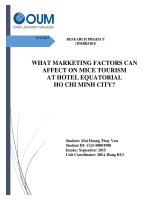 What marketing factors can have impaction mice tourism at hotel equatorial HCMC 