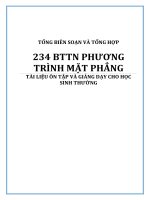 Phương trình Oxyz  PHƯƠNG TRÌNH MẶT PHẲNG 234 BTTN ( Lý thuyết + Bài tập vận dụng có lời giải)
