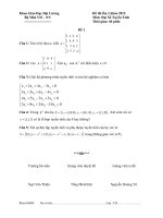 de thi va dap an lan 2 dai so tuyen tinh k2015