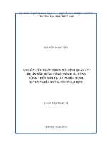 Nghiên cứu hoàn thiện mô hình quản lý dự án xây dựng công trình hạ tầng NTM tại xã nghĩa minh, huyện nghĩahưng, tỉnh nam định 